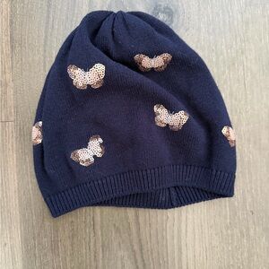 H&M Dark Blue Kids Hat with Sequin Butterflies